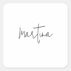 Own Name Unique Elegant Plain Simple Calligraphy Square Sticker