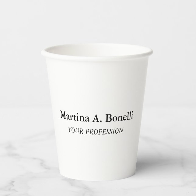 Own Name Unique Elegant Plain Simple Special  Paper Cups (Front)