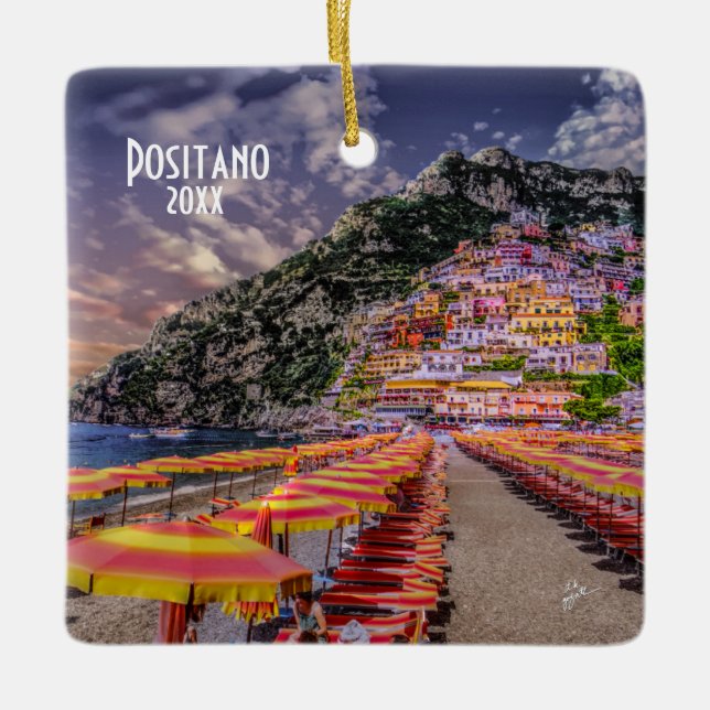 Own Photo Positano Amalfi Coast Travel Souvenir Ceramic Ornament (Front)