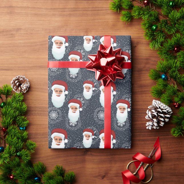 Own photo santa snowflakes wrapping paper (Holiday Gift)