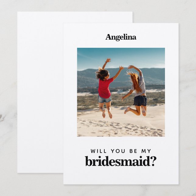 Own photo Simple Elegant Bridesmaid Proposal Card (Front/Back)