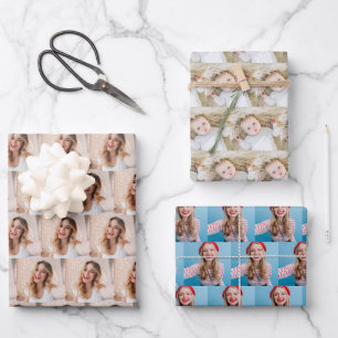 own photos pattern personalised family  wrapping paper sheet