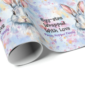 Own text Watercolor Easter Bunnies Wrapping Paper