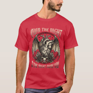 Own The Night - Gothic Heart & Bat Wings Tattoo  T-Shirt