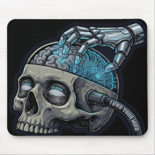 Own Your Mind – Cyberpunk Skull Brain Upload Mouse Mat