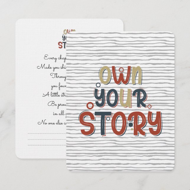 Own Your Story – Inspirational Typography Design Card (Front/Back)