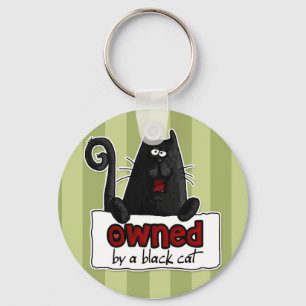 owned black cat key ring