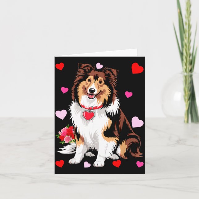 Owner Mom Dad Sheltie Dog Lover Valentines Day  Card (Front)