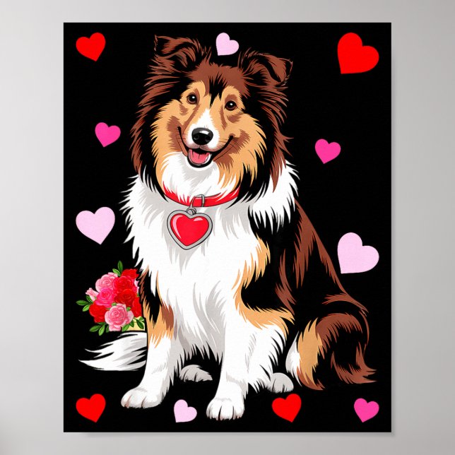 Owner Mom Dad Sheltie Dog Lover Valentines Day  Poster (Front)