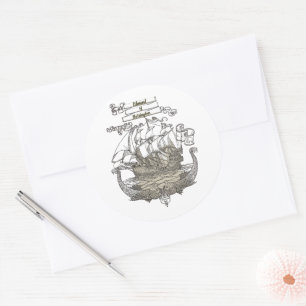 Ownership Bookplate Ex Libris Clipper Ship Classic Round Sticker
