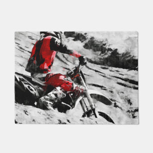 Owning The Mountain  -  Motocross Dirt-Bike Racer Doormat