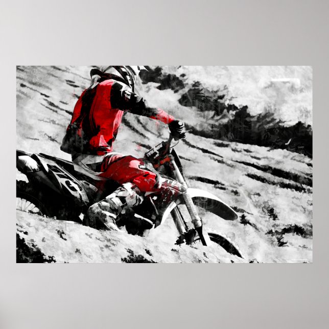 Owning The Mountain  -  Motocross Dirt-Bike Racer Poster (Front)