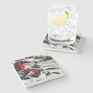 Owning The Mountain  -  Motocross Dirt-Bike Racer Stone Coaster