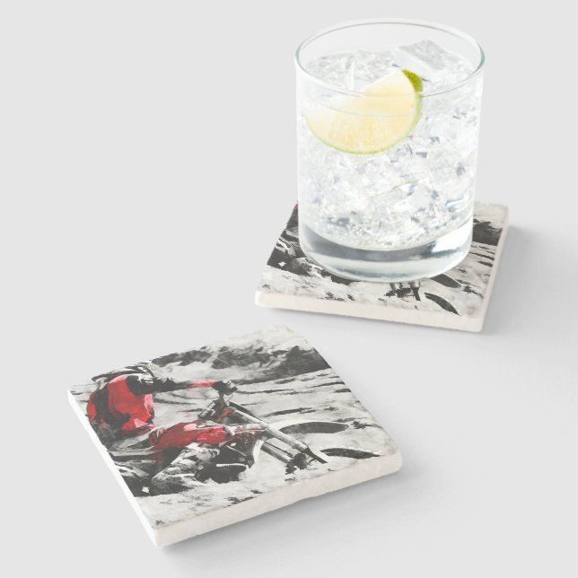 Owning The Mountain  -  Motocross Dirt-Bike Racer Stone Coaster (Side)