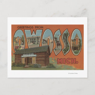 Owosso, Michigan - Large Letter Scenes Postcard