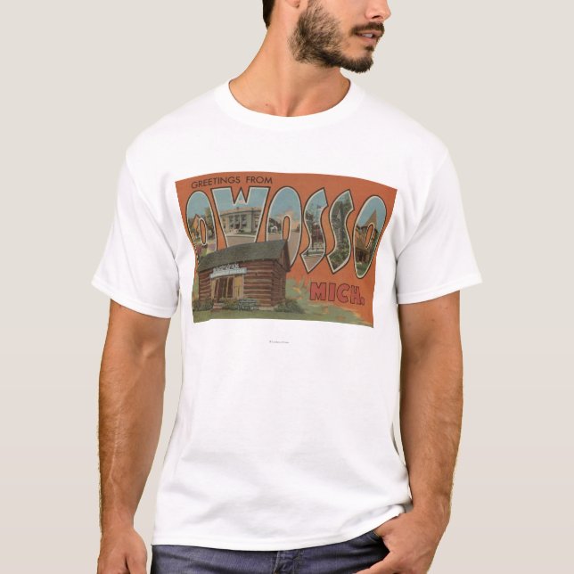 Owosso, Michigan - Large Letter Scenes T-Shirt (Front)