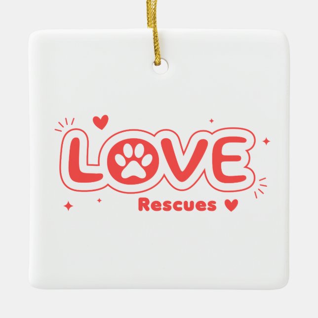 OWRAssist Love Rescues Ceramic Ornament (Front)