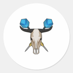 Ox at Darts with Dart Classic Round Sticker