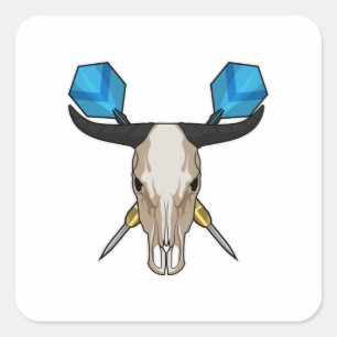 Ox at Darts with Dart Square Sticker