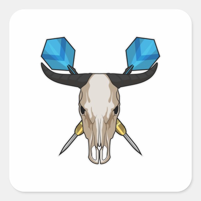 Ox at Darts with Dart Square Sticker (Front)