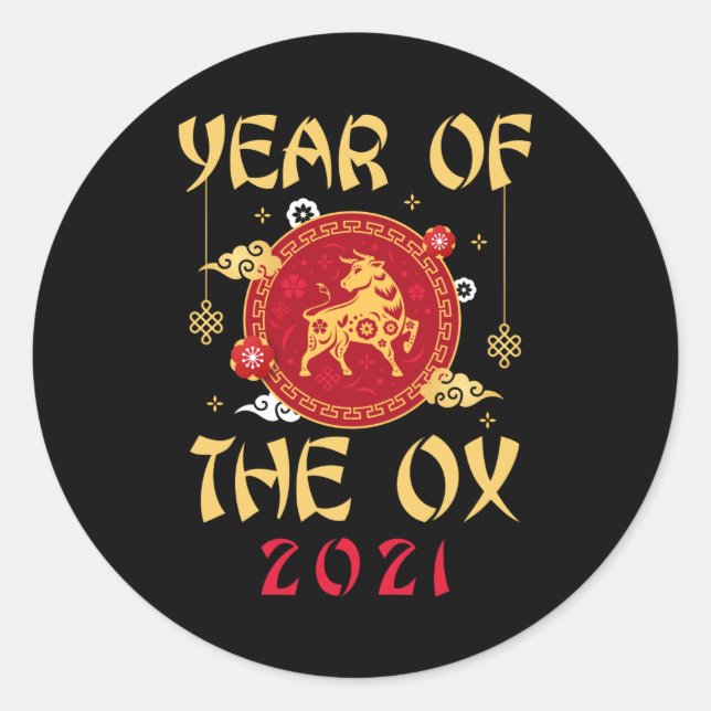 Ox Chinese Zodiac Classic Round Sticker (Front)