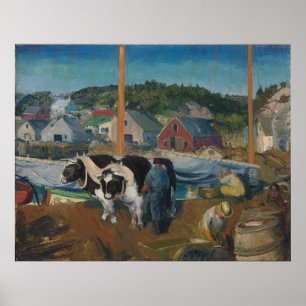Ox Team, Wharf at Matinicus by George Bellows Poster