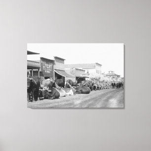 Ox Teams along Main Street of Sturgis Photograph Canvas Print
