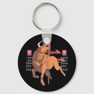 Ox Zodiac Sign Design Key Ring