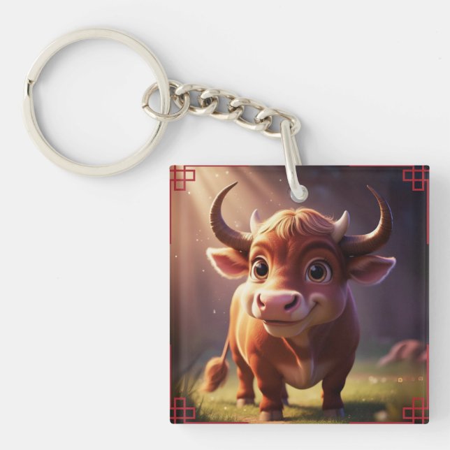 Ox Zodiac Sign  Key Ring (Front)