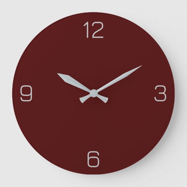 Oxblood Red 4A0000 Colour with Add Your Name Optio Large Clock (Front)