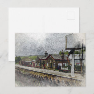 Oxenhope Station Heritage Railway Watercolour Postcard