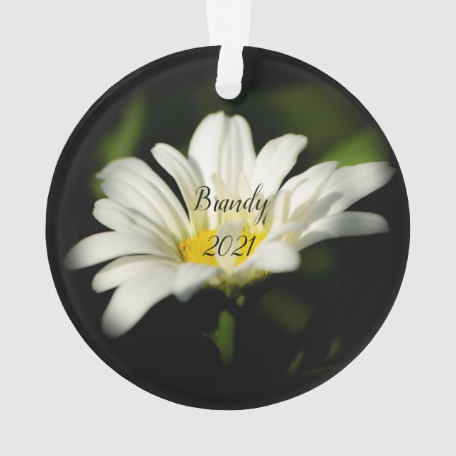 Oxeye Daisy Round Acrylic Ornament (Back)