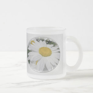Oxeye Daisy Wildflower Frosted Glass Coffee Mug