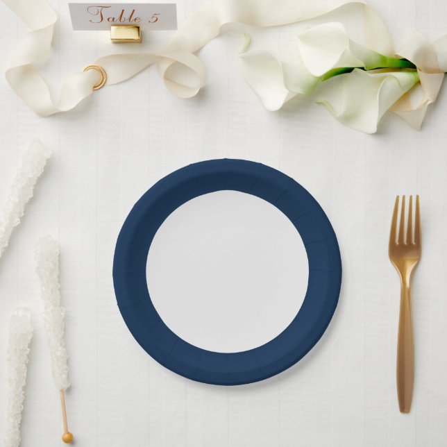 Oxford Blue Rim Custom Paper Plate (Wedding)
