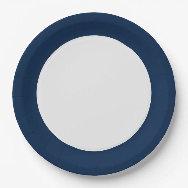 Oxford Blue Rim Paper Plates – Customisable (Front)