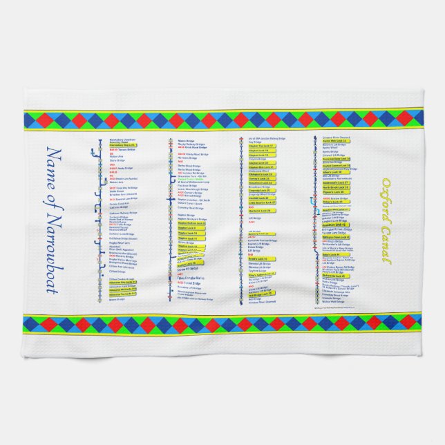 Oxford Canal - UK Inland Waterways - Yellow Tea Towel (Horizontal)