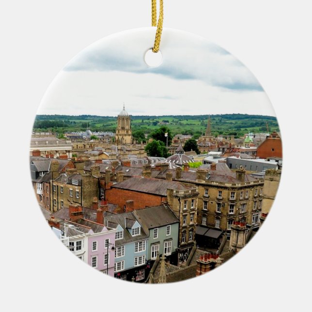 Oxford City Skyline Ceramic Tree Decoration (Front)