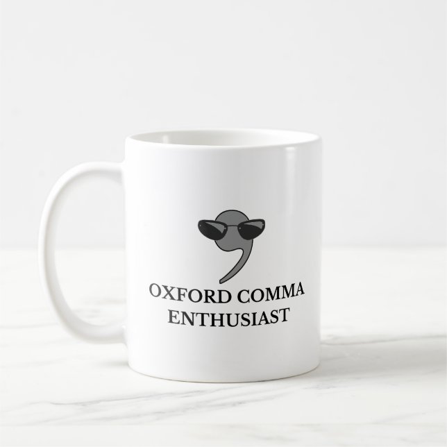 Oxford Comma Enthusiast | Funny English Teacher Coffee Mug (Left)