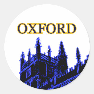 Oxford England 1986 Building Spirals Blue Classic Round Sticker