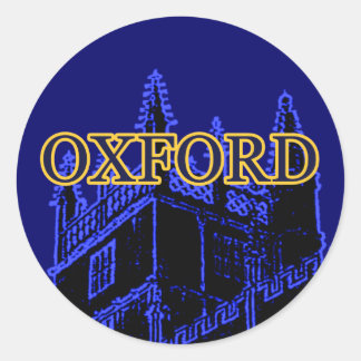 Oxford England 1986 Building Spirals Blue Classic Round Sticker