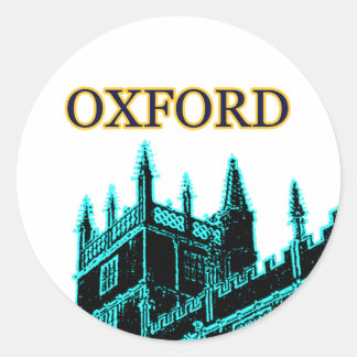 Oxford England 1986 Building Spirals Cyan Classic Round Sticker