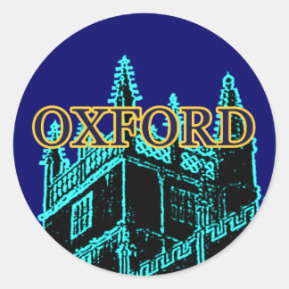 Oxford England 1986 Building Spirals Cyan Classic Round Sticker
