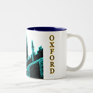 Oxford England 1986 Building Spirals Cyan Two-Tone Coffee Mug