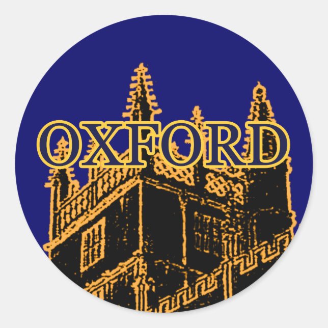 Oxford England 1986 Building Spirals Gold Classic Round Sticker (Front)