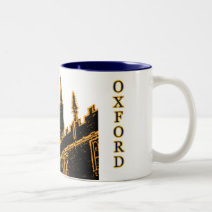 Oxford England 1986 Building Spirals Gold Two-Tone Coffee Mug