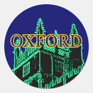 Oxford England 1986 Building Spirals Green Classic Round Sticker