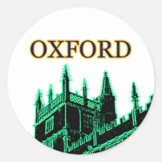 Oxford England 1986 Building Spirals Green Classic Round Sticker