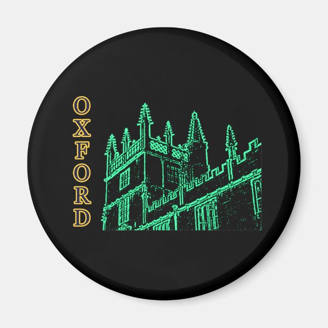 Oxford England 1986 Building Spirals Green Magnet (Front)