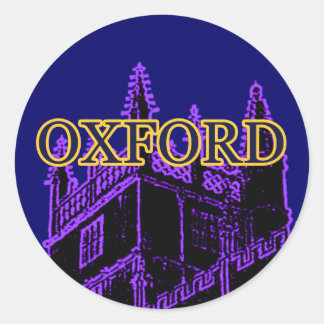 Oxford England 1986 Building Spirals Purple Classic Round Sticker