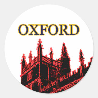 Oxford England 1986 Building Spirals Red Classic Round Sticker